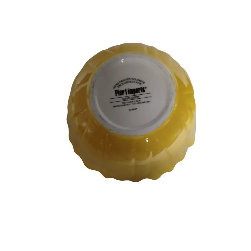 Pier 1 Imports Sunflower Shaped Ceramic‎ Bowls Set Of 2 Yellow & Brown